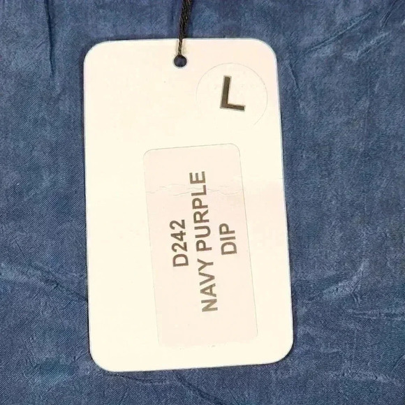 Hodges Collection Women's Navy White Dip Dress L Tie Dye Made in LA D242 NWT - Picture 10 of 15